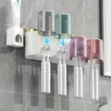 1 Set Multifunctional Toothbrush Rack and Mug Holder Wall Mounted Toothpaste and Mouthwash Storage with Toothpaste Squeezer - Image 3