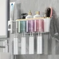 1 Set Multifunctional Toothbrush Rack and Mug Holder Wall Mounted Toothpaste and Mouthwash Storage with Toothpaste Squeezer - Image 4