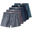 S-XL Mens Cotton Underwear Boxer Shorts Casual Plaid Elastic Waistband Button Mens Boxer Underwear Comfortable Shorts for Home -