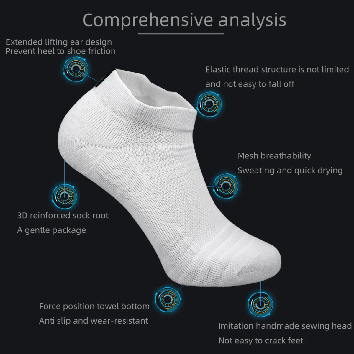 Men's Cycling Sport Socks Basketball Running Compression Ankle Sock Black White Anti-slip Bicycle Mtb Cycling Sock - - Image 4