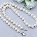 Natural Pearl Necklaces 9-10mm Freshwater Pearl Jewelry 925 Sterling Silver Necklace For Women Engagement Gift - Image 4