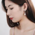 925 sterling silver Pearl Jewelry natural freshwater pearl drop earrings for women Silver Wedding Dangle Earring - Image 2