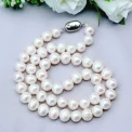 Natural Pearl Necklaces 9-10mm Freshwater Pearl Jewelry 925 Sterling Silver Necklace For Women Engagement Gift - Image 2