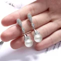925 sterling silver Pearl Jewelry natural freshwater pearl drop earrings for women Silver Wedding Dangle Earring - Image 5