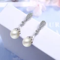 925 sterling silver Pearl Jewelry natural freshwater pearl drop earrings for women Silver Wedding Dangle Earring - Image 4