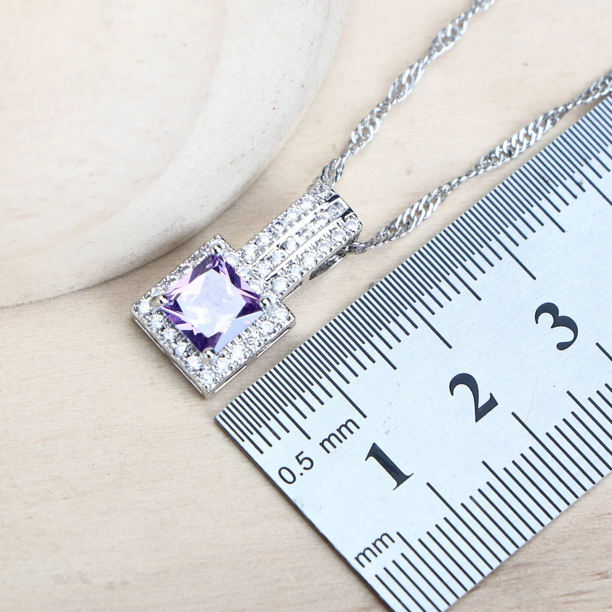 Purple Zirconia Women Bridal Jewelry Sets Silver 925 Fine Costume Jewellery Wedding Earrings Rings Bracelets Pendant Necklace - Image 6