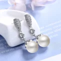 925 sterling silver Pearl Jewelry natural freshwater pearl drop earrings for women Silver Wedding Dangle Earring - Image 6