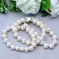 Natural Pearl Necklaces 9-10mm Freshwater Pearl Jewelry 925 Sterling Silver Necklace For Women Engagement Gift - Image 3