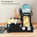 2 Tier Dish Drying Rack with Drip Tray Kitchen Sink Organizer 360-Degree Retractable Drain Chopstick Holder Cutting Board Holder - Image 3