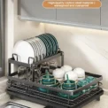 Dish Drying Rack Kitchen Adjustable Stainless Steel 2 Tier Plates Organizer Dish Bowl Drainer Storage Rack Kitchen Utensils - Image 3