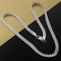 Nice 925 Sterling Silver 6MM Full Sideways Chain Necklace For Women Men Fashion Jewelry Sets Wedding Gift - Image 2