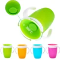 360 Degrees Can Be Rotated Baby Learning Drinking Cup with Double Handle Flip Lid Leakproof Silicone Infants Water Cups Bottle