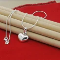 Fine 925 Sterling Silver Solid Heart Necklace 18-24 Inches Snake Chain For Women Wedding Charm Fashion Jewelry luxury - Image 2