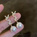 Classic Simple Pearl Stud Earrings Gold Metal New Love Pearl Stud Earrings Silver Needle Ear Alloy Dangler Jewelry Gifts - Image 2