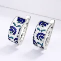 925 Silver Classic Creative Handmade Blue Enamel Earrings For Ladies Flower Shape Earrings Fashion Party Jewelry Women Earrings - Image 4