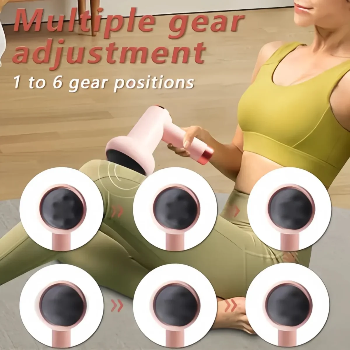 6 Speed Massage Gun Settings 5 Interchangeable Heads Rechargeable Mini Fat-Reducing Massager Body Shaping Muscle Relaxation - Image 3