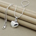 Fine 925 Sterling Silver Solid Heart Necklace 18-24 Inches Snake Chain For Women Wedding Charm Fashion Jewelry luxury - Image 3