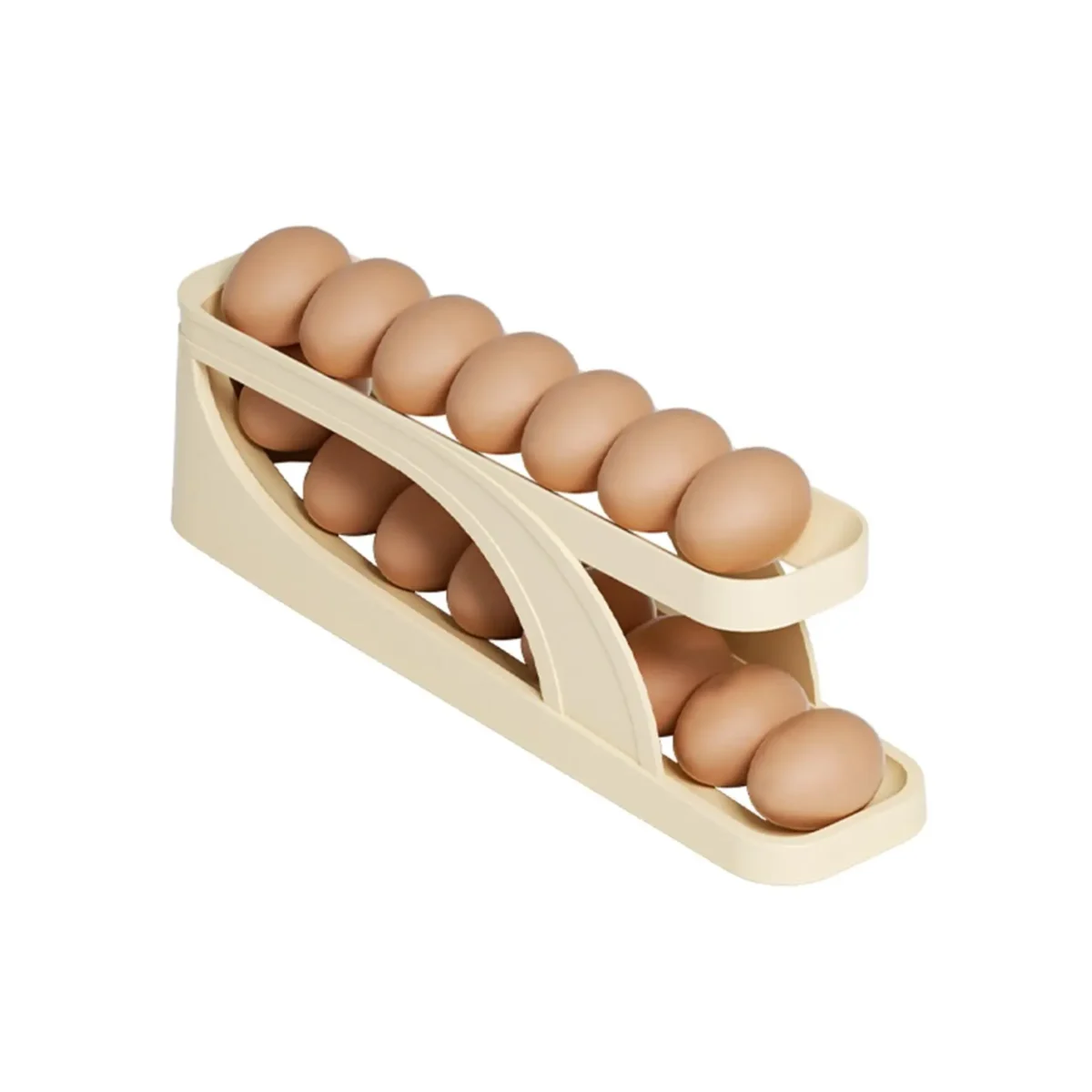 New Automatic Rolling Double-layer Egg Dispenser, Egg Holder Dispenser for Refrigerator, Holds 15 Eggs, Space-Saving Egg Storage - Image 1