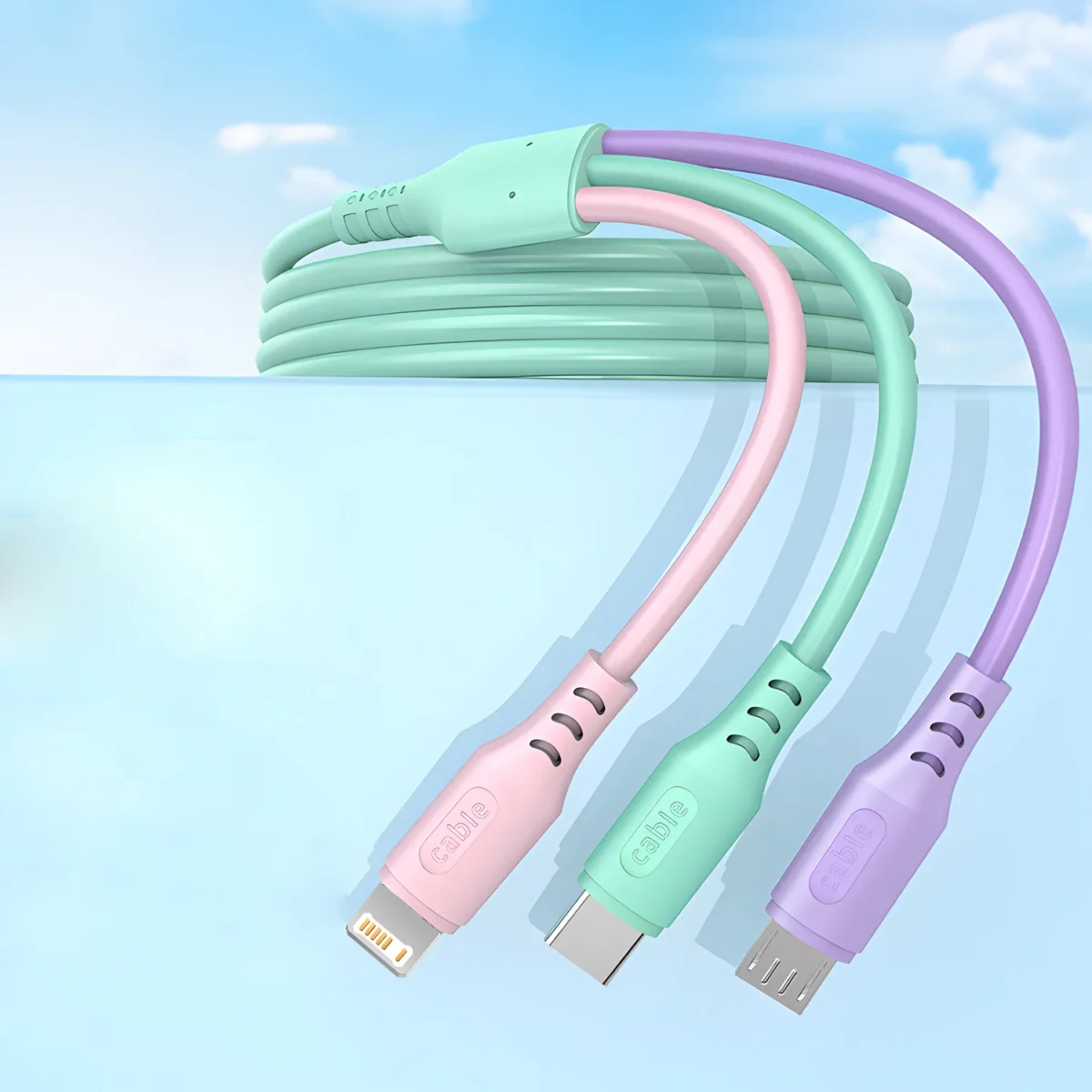 100w 3 in 1 Super Fast Charging Cable LED Indicator Outdoors Portable Charging Solution for Type-C iPhone Android - Image 2