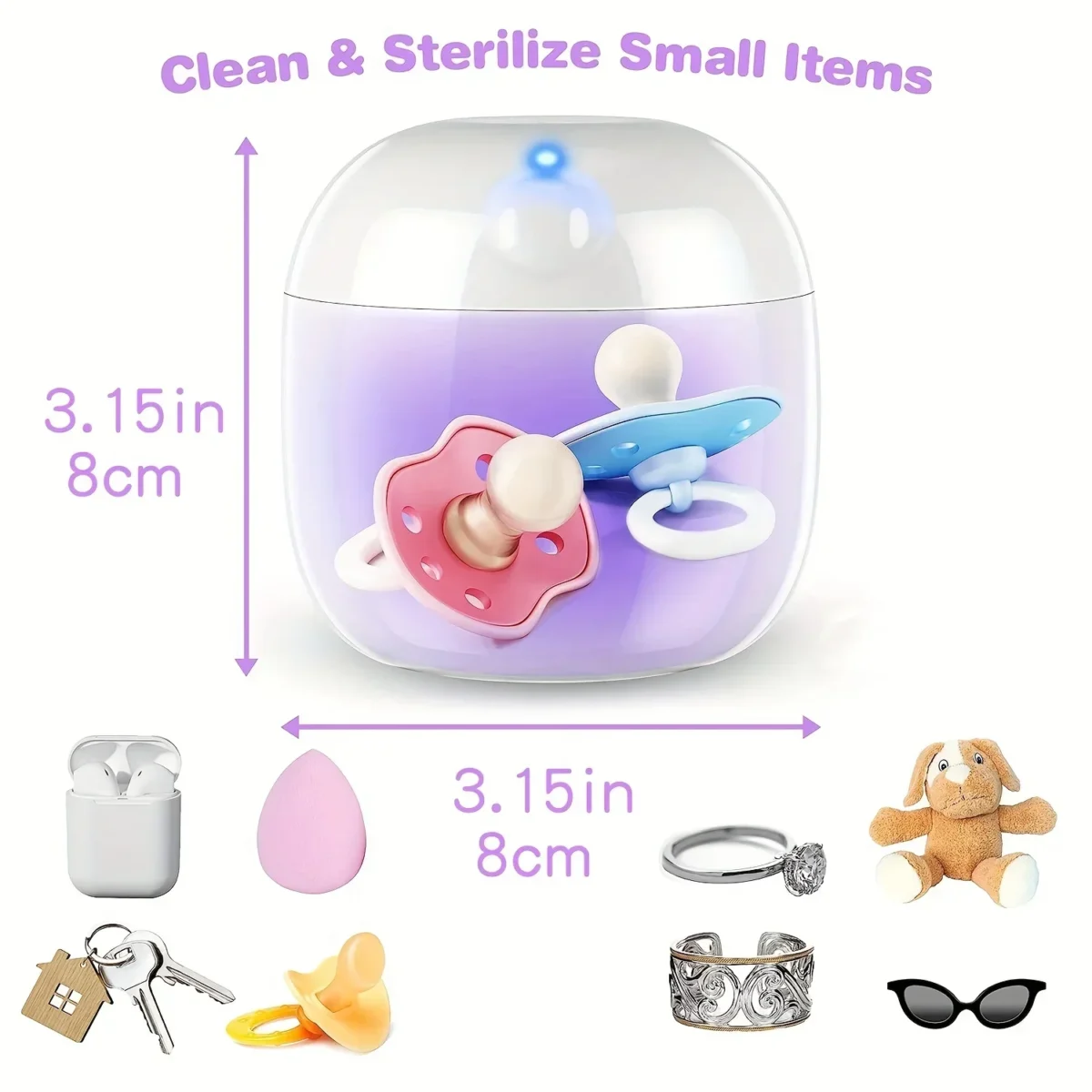 Portable Pacifier Sterilizer Mini UV Light Sterilizer Sterilize in 3 Mins USB Rechargeable for Pacifier Bottle Nipples Teethers - Image 2