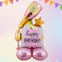 1set Three-dimensional Base Champagne Happy Birthday Cake Foil Balloons Birthday Party Decorations