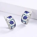 925 Silver Classic Creative Handmade Blue Enamel Earrings For Ladies Flower Shape Earrings Fashion Party Jewelry Women Earrings - Image 3