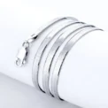 Luxury 925 Silver 4MM chain Necklace for Women Luxury Couple Fine Jewelry Blade Chain wedding gift choker Clavicle - Image 2