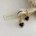 LIVVY Fashion Black LOVE Heart Zircon Drop Earrings for Women Couple Creative Elegant Holiday Party Jewelry Accessories