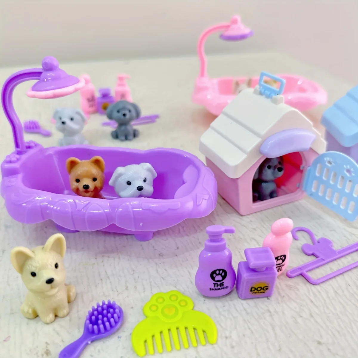 Cute Dog Pet Basket Family Toys Dog Doll Set Dog Cage Toys Scene Playing Toys Christmas Decoration and Thanksgiving Gifts - Image 1