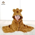 1-Piece Unisex Absorbent Fast Soft Hood Coral Fleece Warm Baby Bath Towel Baby Bathrobe Nightgown Baby Quilt Wrapped Bathroom - Image 5