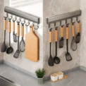 Wall Mounted Hooks Rack Punch Free Kitchen Utensils Storage Row Hook Holder Bathroom Towel Robe Coat Hangers Multi-Purpose Hooks - Image 2