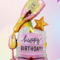 1set Three-dimensional Base Champagne Happy Birthday Cake Foil Balloons Birthday Party Decorations - Image 2