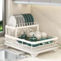 Dish Drying Rack Kitchen Adjustable Stainless Steel 2 Tier Plates Organizer Dish Bowl Drainer Storage Rack Kitchen Utensils - Image 5