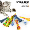 10Pcs Cat Spring Toy Stick Freely Folding Spring Shape Multi-Color Cat Bouncing Kitten Toys Cat Interactive Toys Pet Supplies