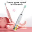 Children Electric Toothbrush Cartoon Kids With Replacement Head Sonic IPX7 Waterproof Rechargeable Sonic Toothbrush - Image 2