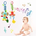 Baby Sensory Hanging Rattles Soft Learning Toy Plush Animals Stroller Infant Car Bed Crib with Teether for Bebe Babies Toddlers