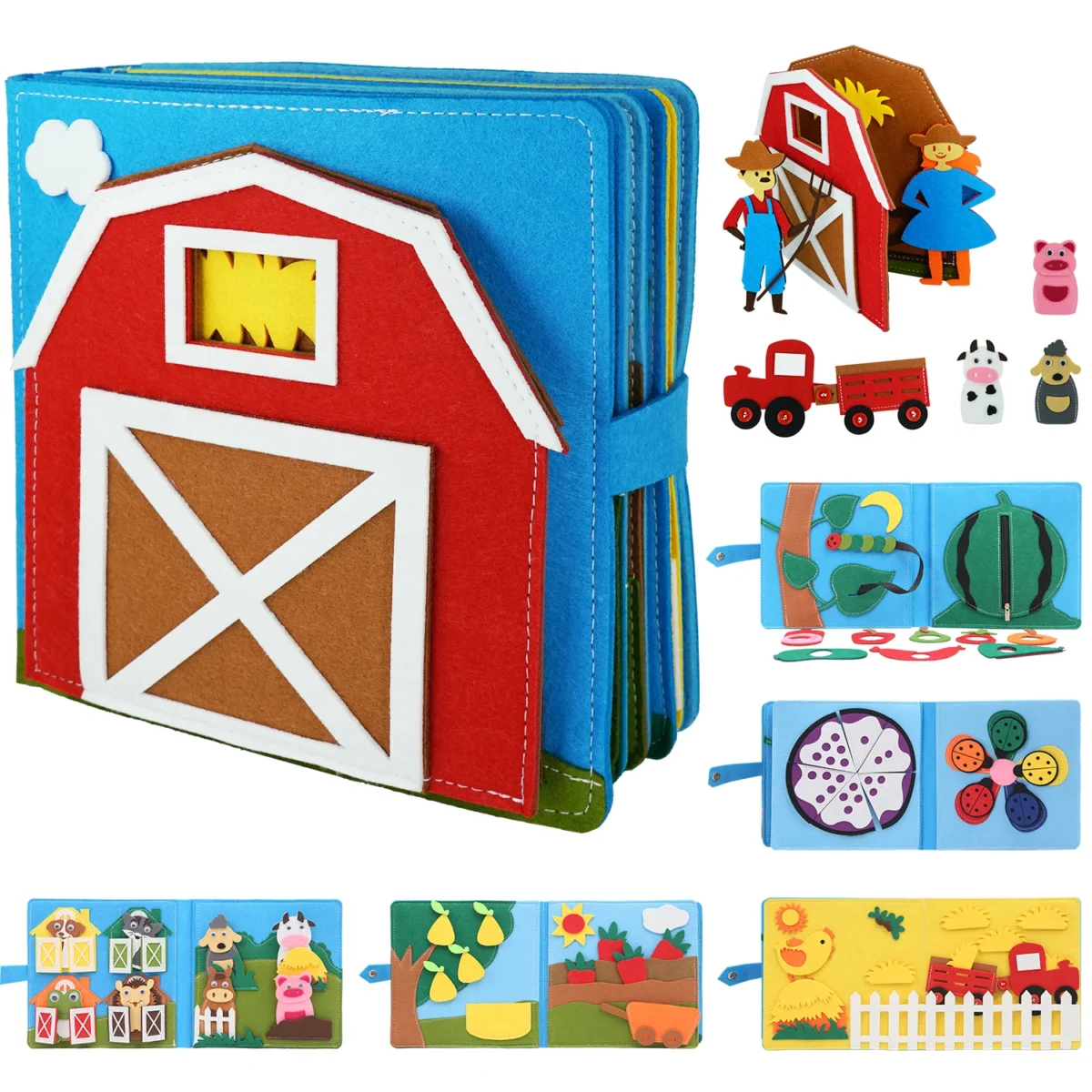 Toddlers Montessori Toys Busy Board Farm Animal Scene Storytelling Activity Toy Quiet Book Felt Activity Educational Sensory Toy - Image 1