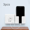 Wall Mount Phone Holder White Punch Free Wall Mobile Phones Charging Stand Lazy Sticky Remote Control Storage Box - Image 2