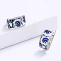 925 Silver Classic Creative Handmade Blue Enamel Earrings For Ladies Flower Shape Earrings Fashion Party Jewelry Women Earrings - Image 5