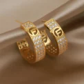 New Design C Shaped Letter Stud Earrings Fashion Brand Jewelry Full Crystal Geometric Earrings for Women Party Accessories - Image 2