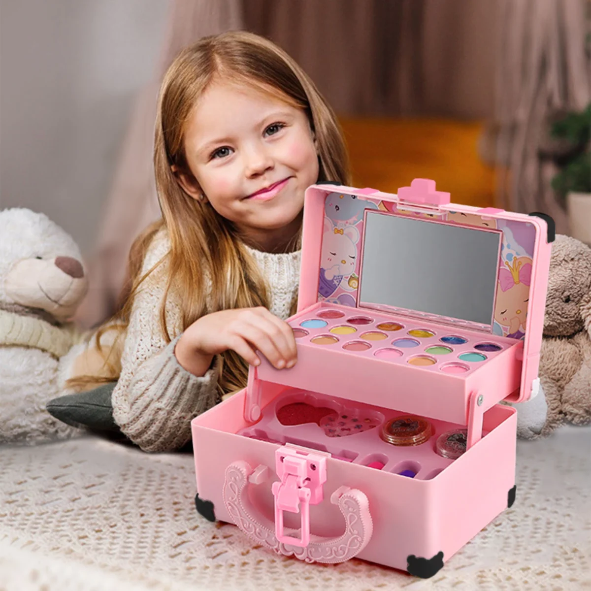 Children Makeup Cosmetics Playing Box Princess Makeup Girl Toy Play Set Lipstick Eye Shadow Safety Nontoxic Toys Kit For Kids - Image 2
