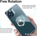 Transparent Cell Phone Ring Holder Stand 360° Degree Rotation Clear Finger Grip Kickstand Compatible iPhones or Phone Case - Image 2