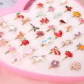 10/20/36 pcs Cute Adjustable Rings Children Girls Pretend Play Makeup Toys Cartoon Crystal Jewelry Alloy Animal Enamel Ring - Image 6