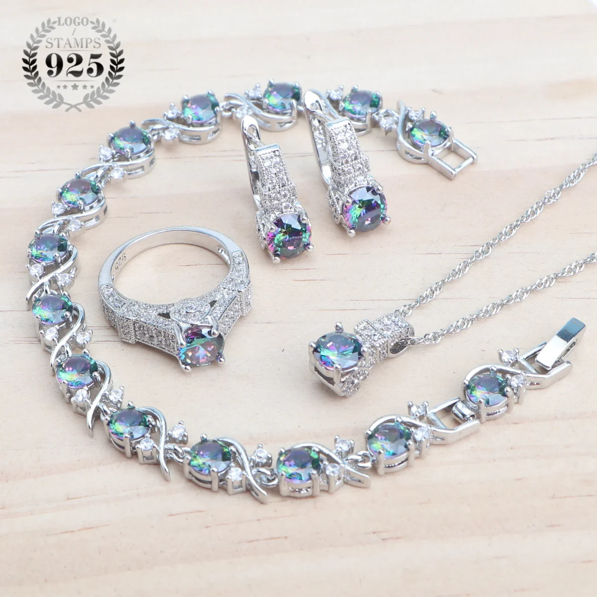 925 Sterling Silver Jewelry Sets For Women Wedding Jewelry Ladies Purple Zircon Earrings Bracelets Set Rings Pendant Necklace - Image 1