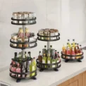 360°Rotation Spice Rack Organizer Jar Cans For Kitchen Accessories Non-Skid Carbon Steel Storage Tray For Seasonings And Spices - Image 2