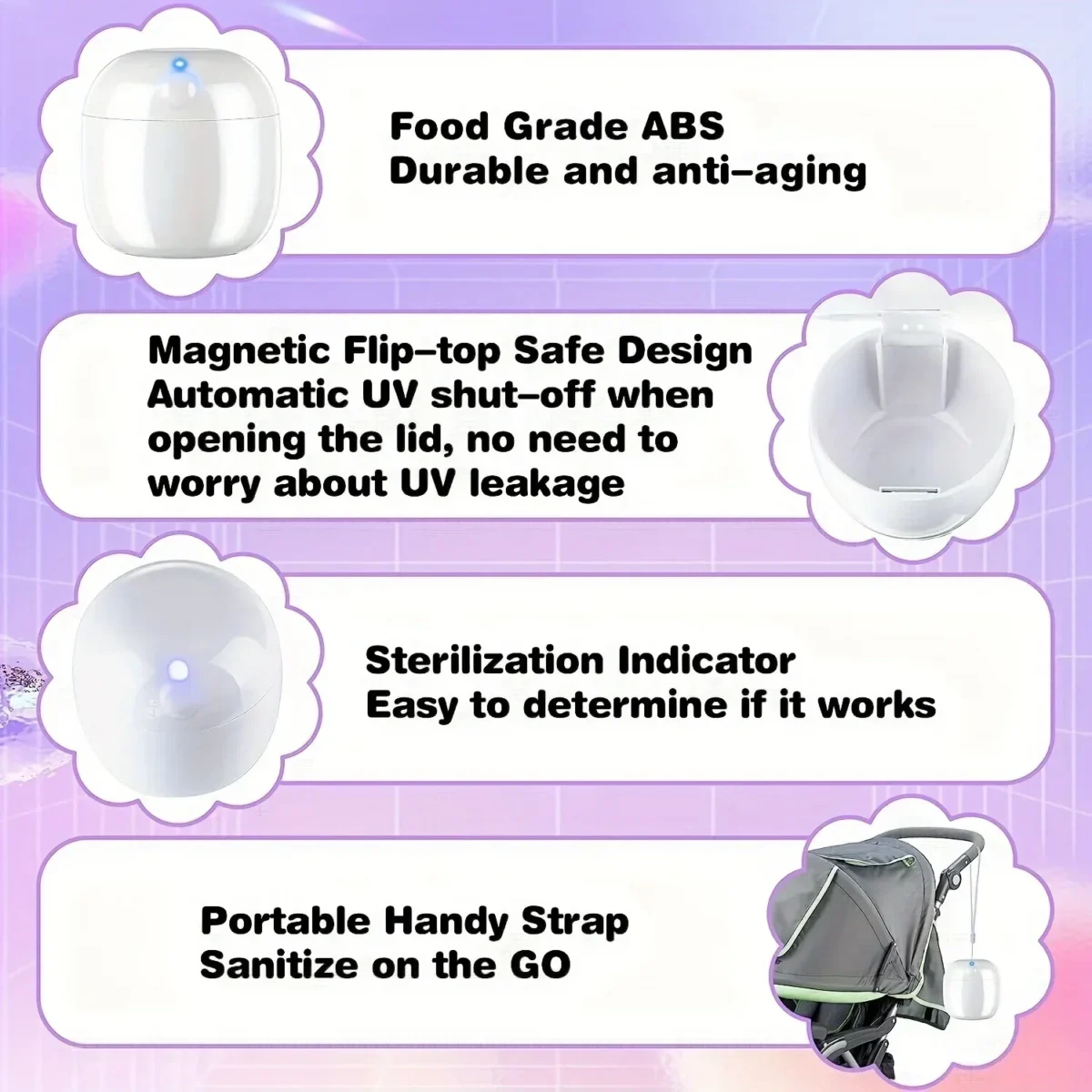 Portable Pacifier Sterilizer Mini UV Light Sterilizer Sterilize in 3 Mins USB Rechargeable for Pacifier Bottle Nipples Teethers - Image 5