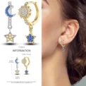 Authentic 925 Sterling Silver Two-tone Sparkling Solar Earrings For Women Birthday Party Jewelry Gift BTE167 - Image 3