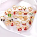 10/20/36 pcs Cute Adjustable Rings Children Girls Pretend Play Makeup Toys Cartoon Crystal Jewelry Alloy Animal Enamel Ring - Image 3