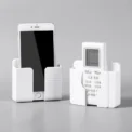 Wall Mount Phone Holder White Punch Free Wall Mobile Phones Charging Stand Lazy Sticky Remote Control Storage Box - Image 5