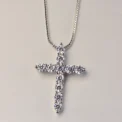 16-24inches 925 Sterling Silver Necklace Box chain Shiny crystal classic cross Pendant For Women men Fashion Jewelry Gifts - Image 5